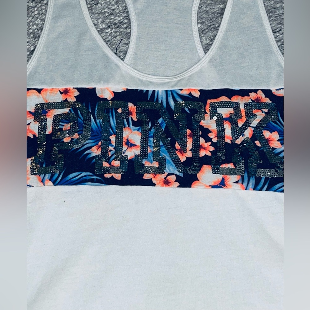 VS PINK Sequin Tropical Tank Top 🌺🌴 - Picture 4 of 10